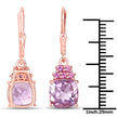 4.90 Carat Genuine Pink Amethyst and Rhodolite .925 Sterling Silver Earrings