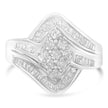 10K White Gold Diamond Bypass Cluster Ring (1 Cttw, I-J Color, I2-I3 Clarity) - Size 7
