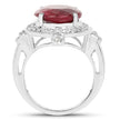 8.64 Carat Dyed Ruby & White Topaz .925 Sterling Silver Ring