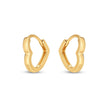 14k Yellow Gold Heart Huggie Hoops