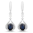 0.86 Carat Genuine Blue Sapphire and White Diamond 14K White Gold Earrings