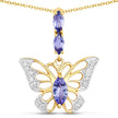 0.75 Carat Genuine Tanzanite and White Zircon .925 Sterling Silver Pendant