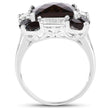 7.43 Carat Genuine Smoky Quartz & White Topaz .925 Sterling Silver Ring
