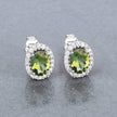 1.92 Carat Genuine Green Tourmaline and White Diamond 14K White Gold Earrings