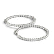 14k White Gold Diamond Hoop Earrings with Shared Prong Setting (2 cttw)