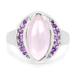 3.57 Carat Genuine Rose Quartz And Amethyst .925 Sterling Silver Ring