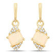 0.57 Carat Genuine Ethiopian Opal and White Diamond 14K Yellow Gold Earrings