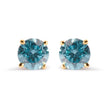 14K Yellow Gold 1.0 Cttw Treated Aqua Blue Diamond Classic Solitaire Stud Earrings (Aqua Blue Color, I2-I3 Clarity)