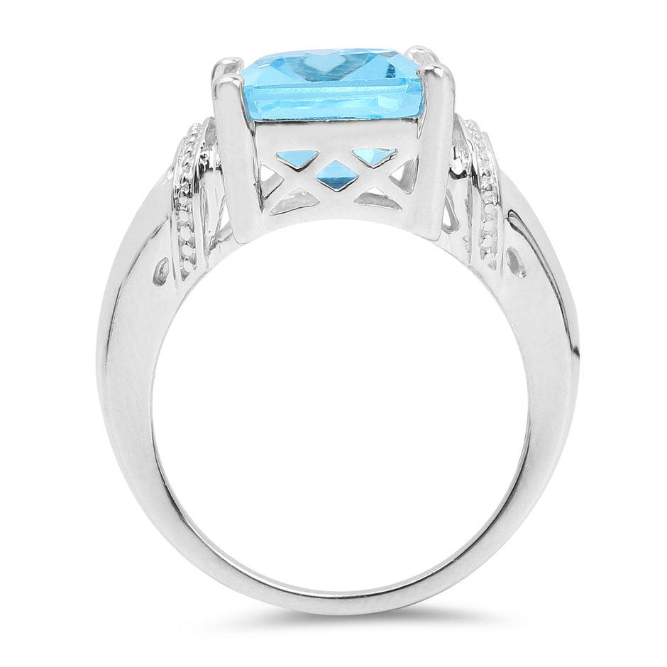8.89 Carat Genuine Swiss Blue Topaz .925 Sterling Silver Ring