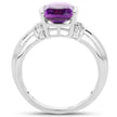 1.52 Carat Genuine Amethyst and White Topaz .925 Sterling Silver Ring