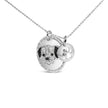 .925 Sterling Silver 1/4 Cttw White and Black Diamond Pitbull Dog Medallion and Charm 18