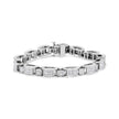 14K White Gold 5.0 Cttw Princess Cut Diamond Invisible Set Alternating Size D Shaped Links Tennis Bracelet (H-I Color, SI2-I1 Clarity) - 7â€