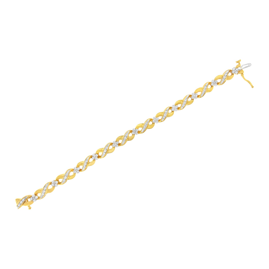 10K Yellow Gold Round-Cut Diamond Infinite Love Bracelet (1.00 cttw, I-J Color, I2-I3 Clarity)