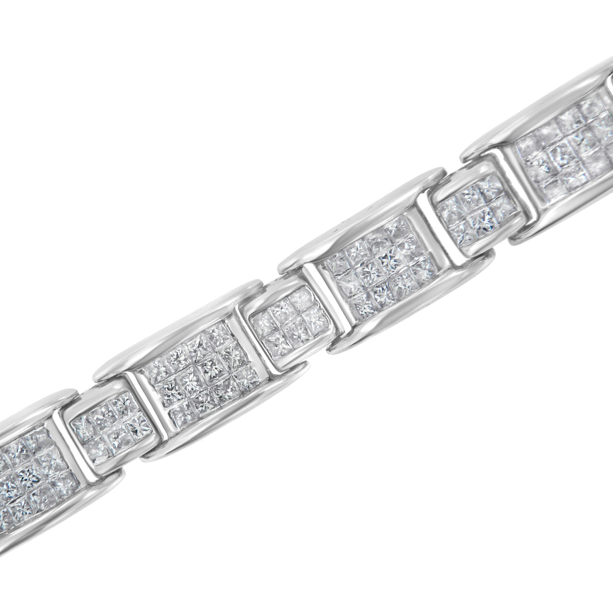 14K White Gold 5.0 Cttw Princess-Cut Diamond Rectangular Alternating Station 7
