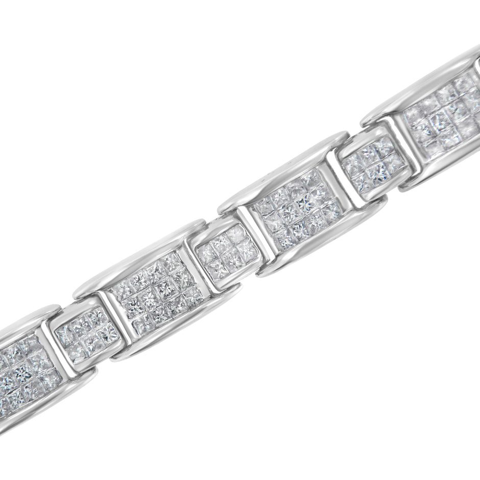 14K White Gold 5.0 Cttw Princess-Cut Diamond Rectangular Alternating Station 7
