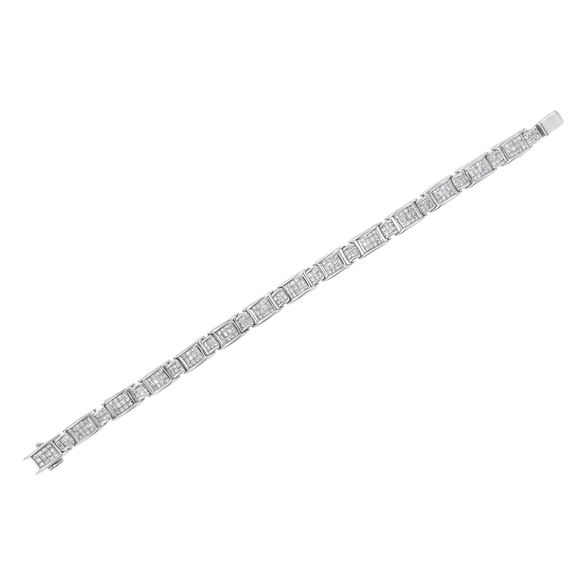 14K White Gold 5.0 Cttw Princess-Cut Diamond Rectangular Alternating Station 7