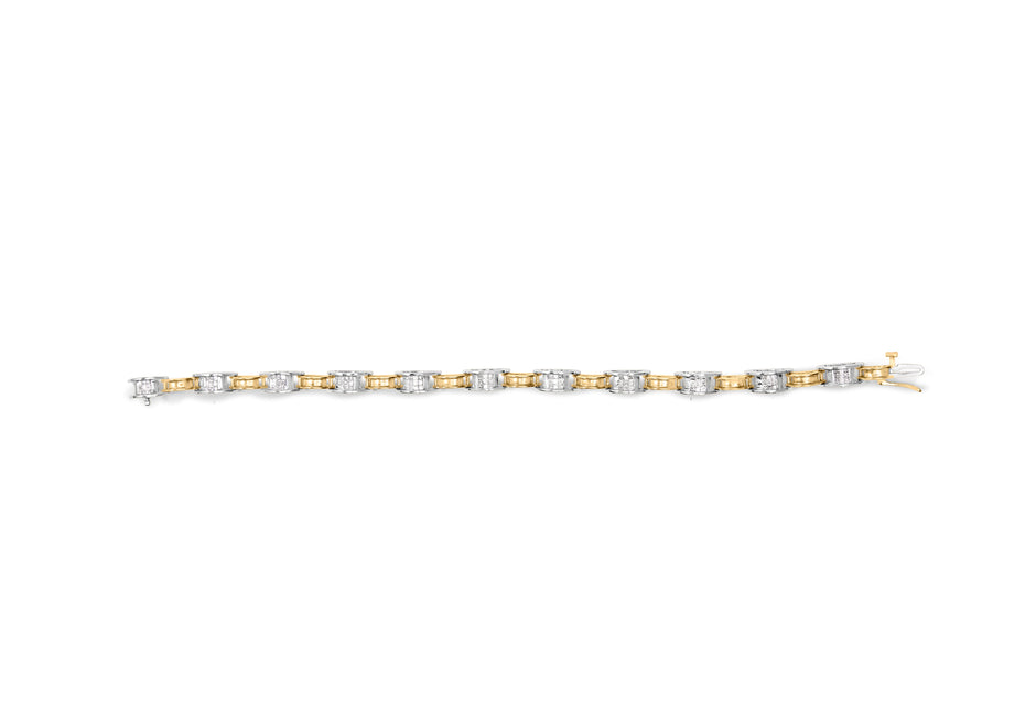 14K Two-Tone Gold 1.00 Cttw Princess-Cut Diamond Chain Link 7