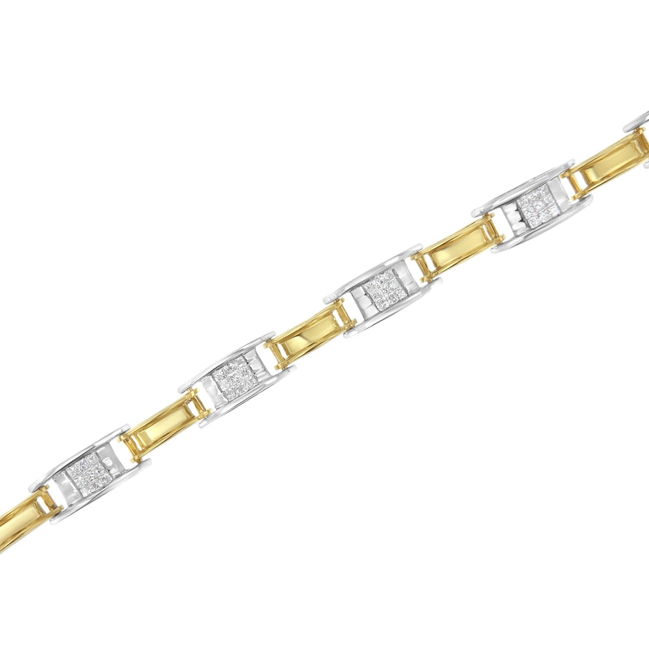 14K Two-Tone Gold 1.00 Cttw Princess-Cut Diamond Chain Link 7