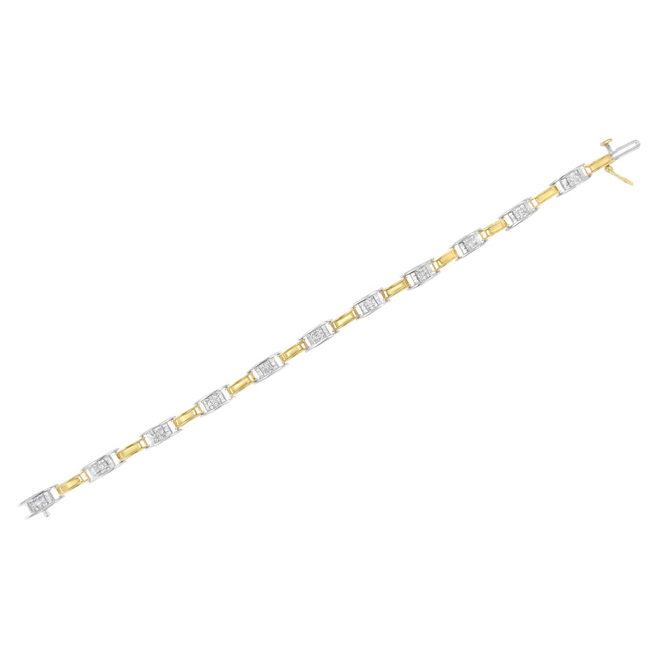14K Two-Tone Gold 1.00 Cttw Princess-Cut Diamond Chain Link 7