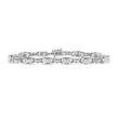 14K White Gold 1.0 Cttw Invisible Set Princess Diamond Alternating Link Tennis Bracelet (I-J Color, I1-I2 Clarity) - 7.25