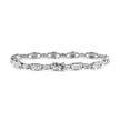 14K White Gold 1.0 Cttw Invisible Set Princess Diamond Alternating Link Tennis Bracelet (I-J Color, I1-I2 Clarity) - 7.25