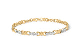10k Yellow Gold 1/3 Cttw Diamond 3 Stone and X-Link Bracelet (I-J Color, I1-I2 Clarity) - 7.50