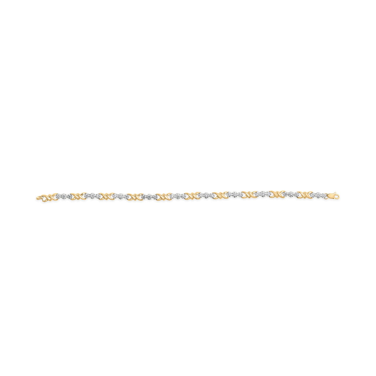 10k Yellow Gold 1/3 Cttw Diamond 3 Stone and X-Link Bracelet (I-J Color, I1-I2 Clarity) - 7.50