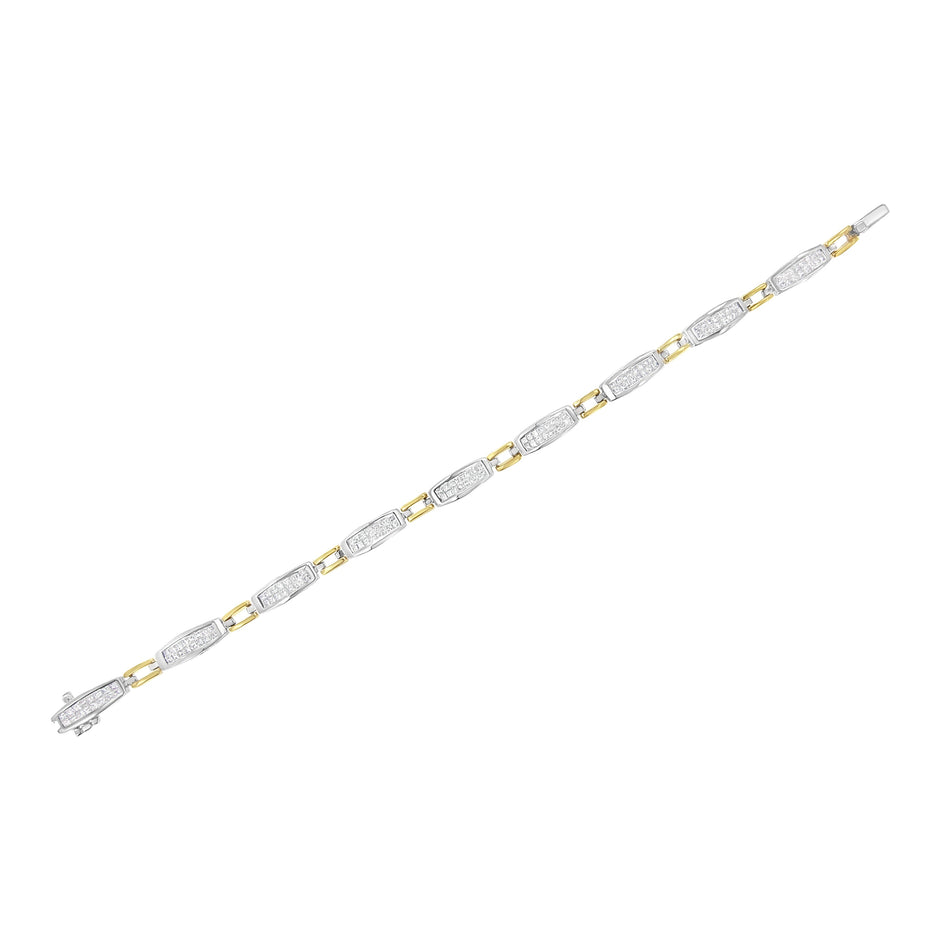 14K Yellow and White Gold 2.0 Cttw Princess Cut Diamond Tapered and Equal Sign Link Bracelet (G-H Color, SI1-SI2 Clarity) - 7