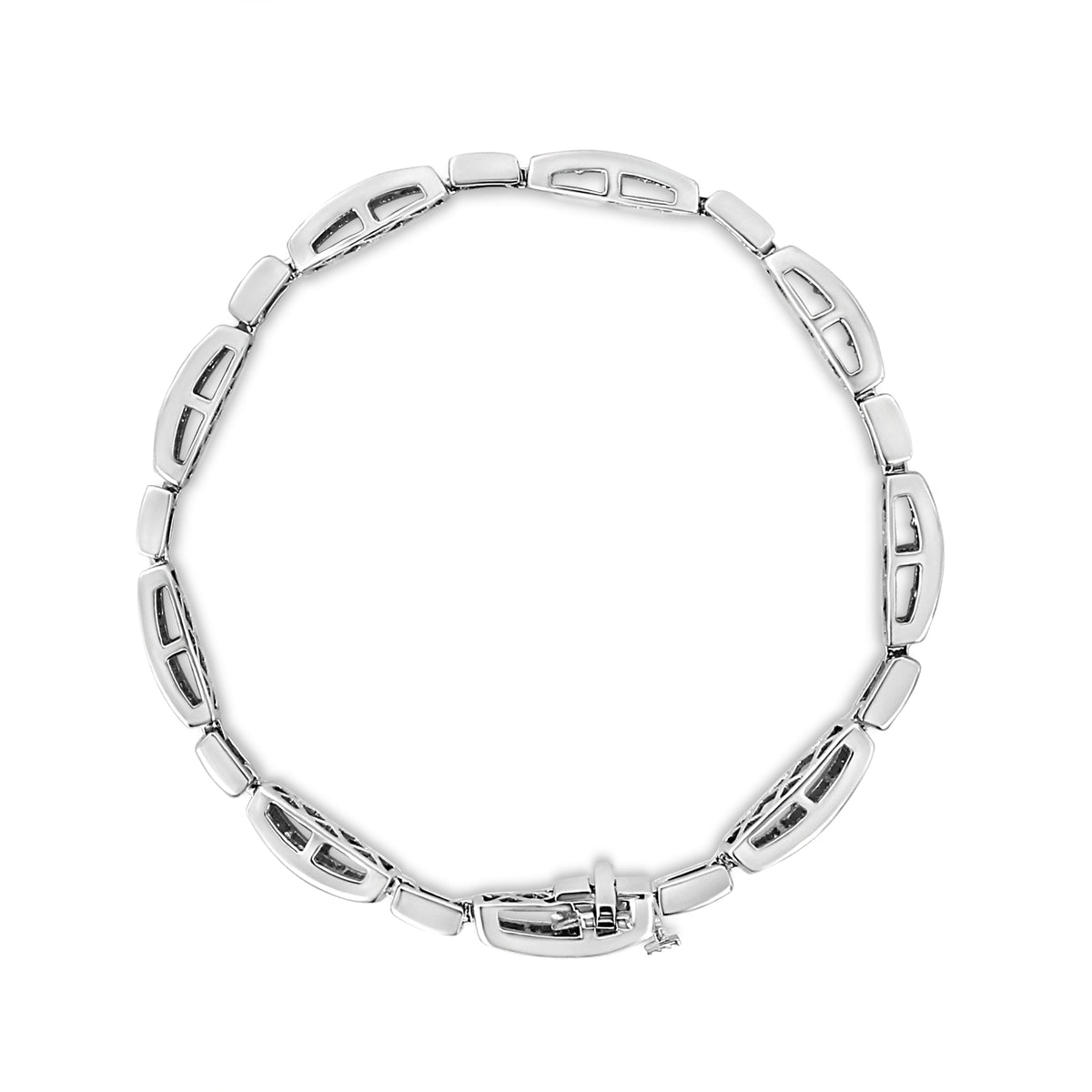 14K White Gold 2.00 Cttw Invisble-Set Princess Diamond Link Bracelet (I1-I2 Clarity, I-J Color) - 7.25