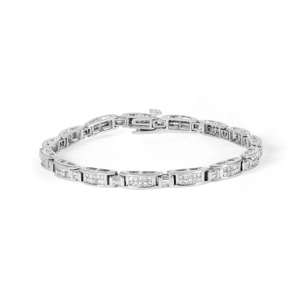 14K White Gold 2.0 Cttw Baguette and Princess-Cut Diamond Tennis Bracelet (H-I Color, SI1-SI2 Clarity) - 7