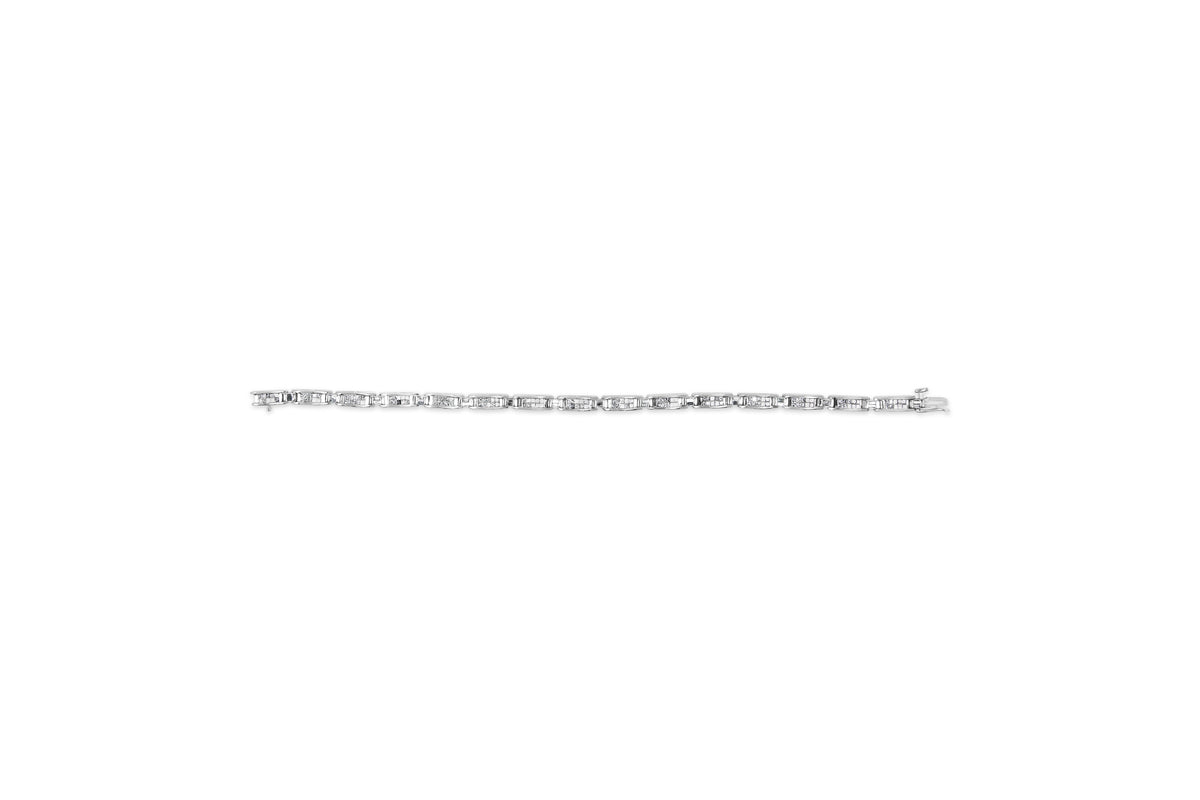 14K White Gold 2.0 Cttw Baguette and Princess-Cut Diamond Tennis Bracelet (H-I Color, SI1-SI2 Clarity) - 7