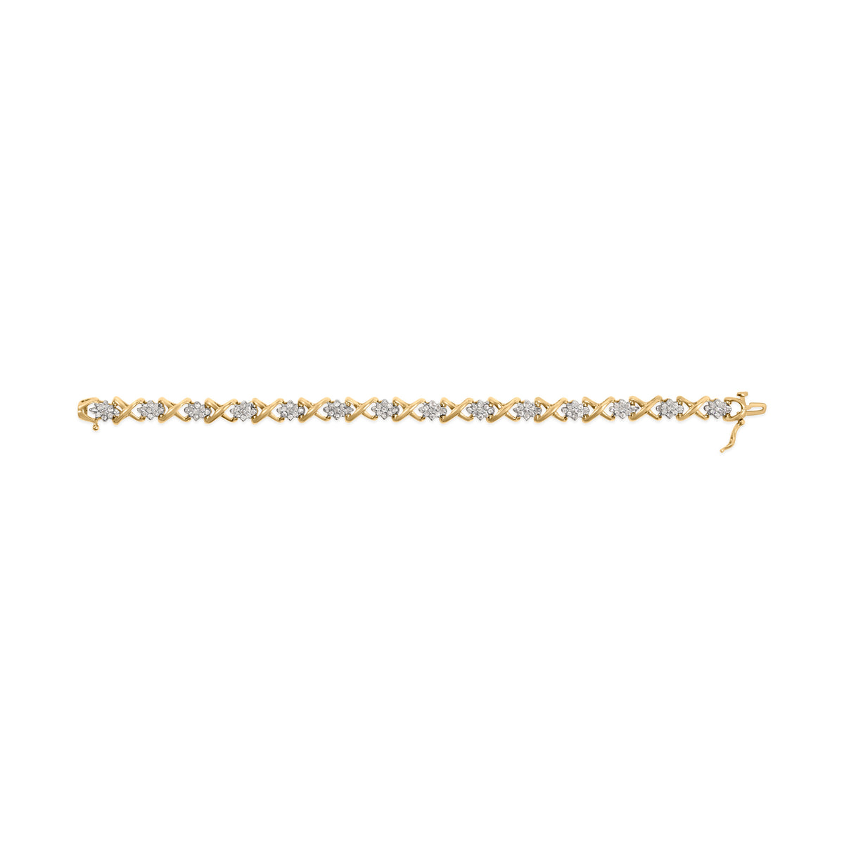 10k Yellow Gold Plated .925 Sterling Silver 2.00 Cttw Round-Cut Diamond Link 7