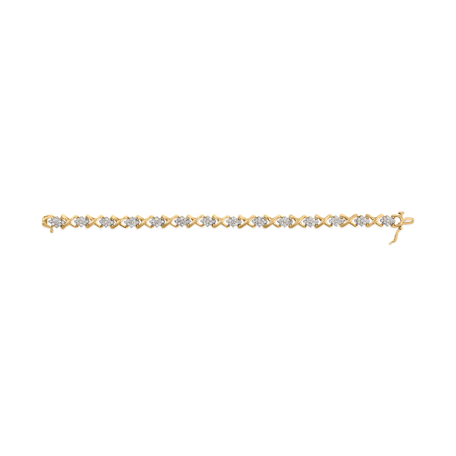 10k Yellow Gold Plated .925 Sterling Silver 2.00 Cttw Round-Cut Diamond Link 7