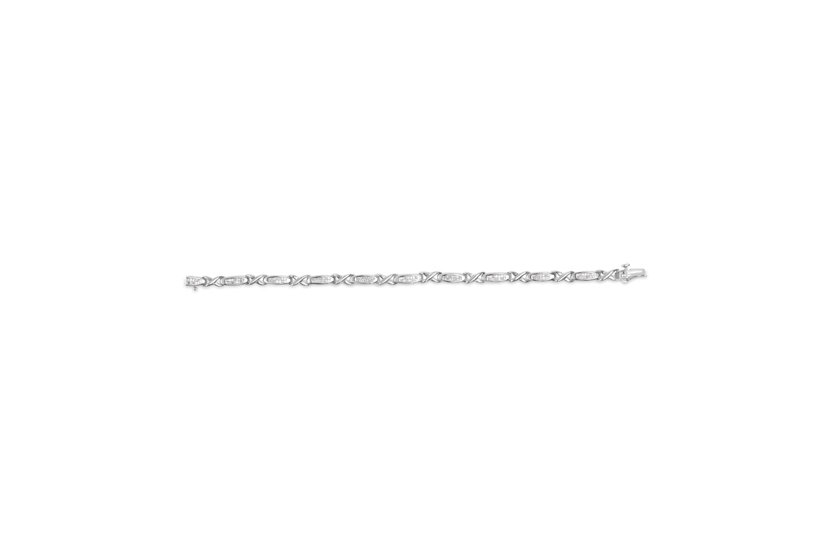 14K White Gold 1.0 Cttw Invisible-Set Princess Diamond Tennis Bracelet (H-I Color, SI1-SI2 Clarity) - 7