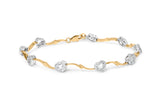 10k Two-Tone Gold 1/3 Cttw Diamond Pave Set Heart S-Link 7.25