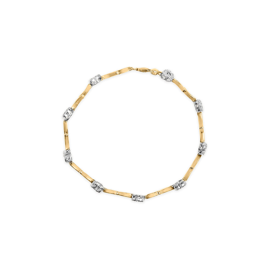 10k Two-Tone Gold 1/3 Cttw Diamond Pave Set Heart S-Link 7.25