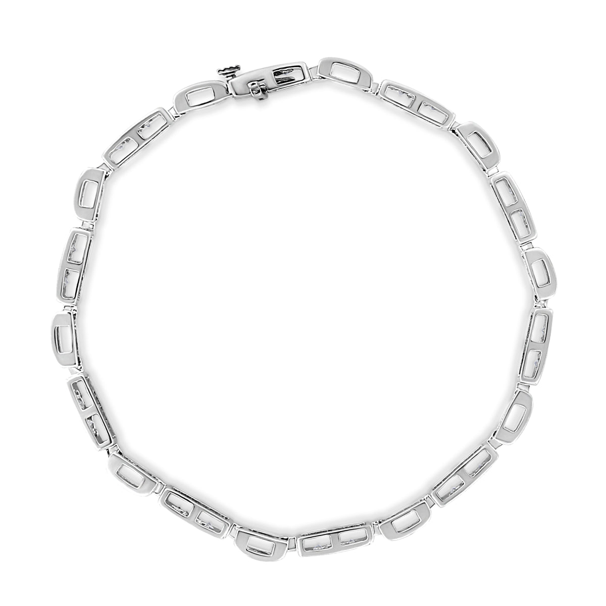 14K White Gold 1.0 Cttw Invisible Set Princess Cut Diamond Alternating Station and Link Tennis Bracelet (I-J Color, I1-I2 Clarity) - Size 7.25