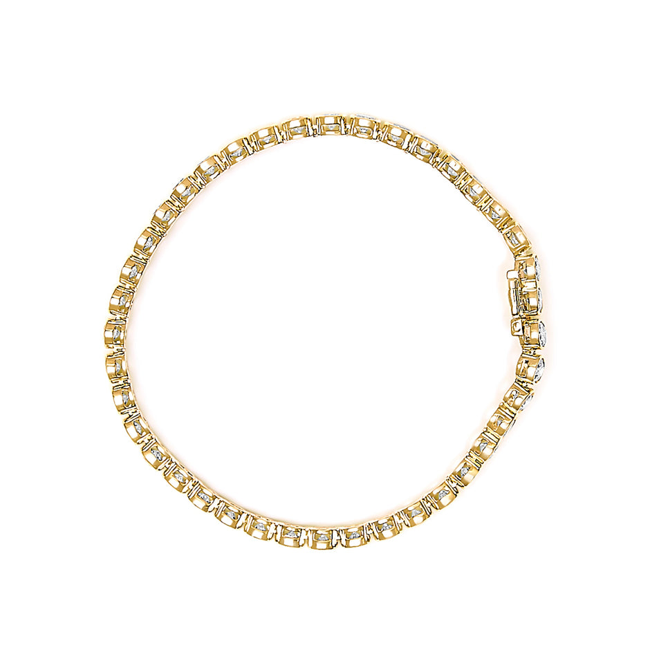 10K Yellow Gold 8.0 Cttw Bezel Set Round Diamond Tennis Bracelet