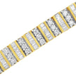 14K Yellow Gold 5.50 Cttw Round and Baguette Diamond Link Bracelet