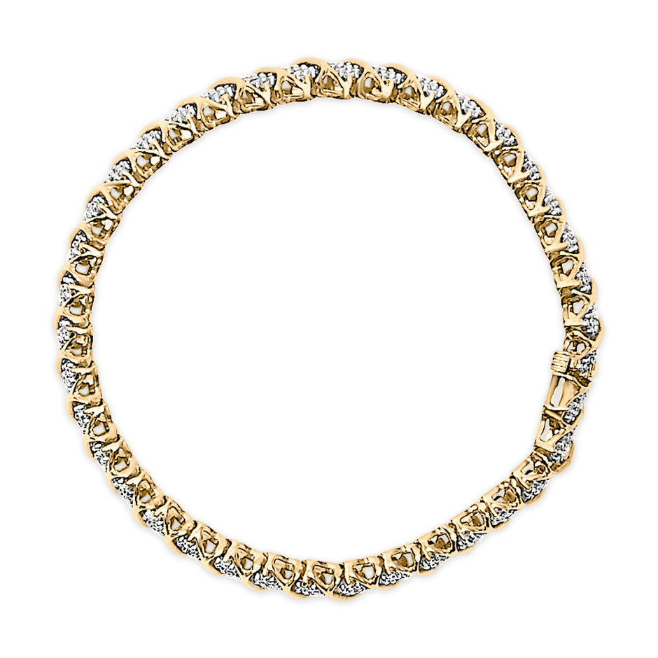 10K Yellow Gold 3.0 Cttw Diamond S-Link Bracelet