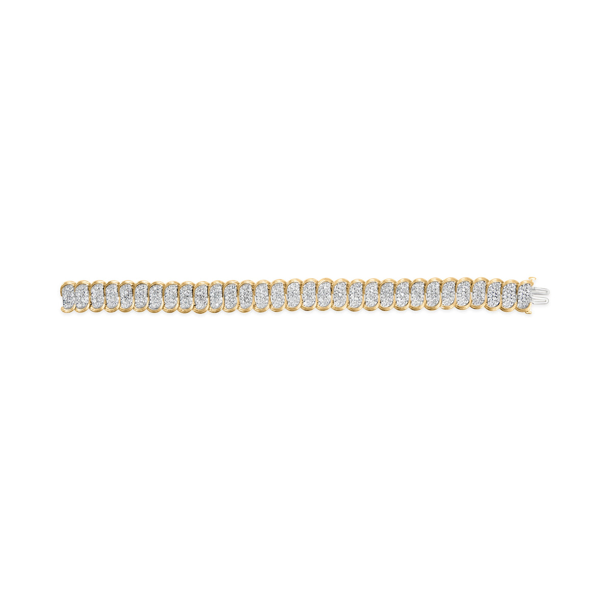 10k Yellow Gold 5.00 Cttw Diamond Oval Banded Link Bracelet (I-J Color, I1-I2 Clarity) - 7