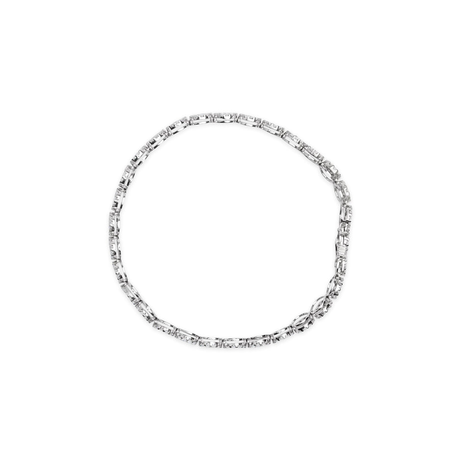 14K White Gold 2.00 Cttw Diamond Halo Link Tennis Bracelet (H-I Color, I1-I2 Clarity) - 7