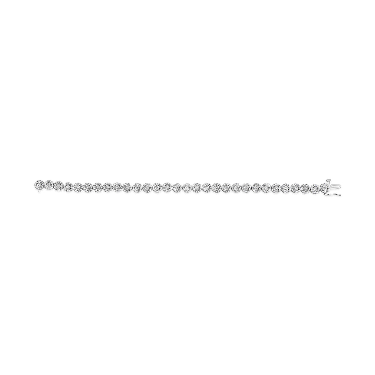 14K White Gold 2.00 Cttw Diamond Halo Link Tennis Bracelet (H-I Color, I1-I2 Clarity) - 7