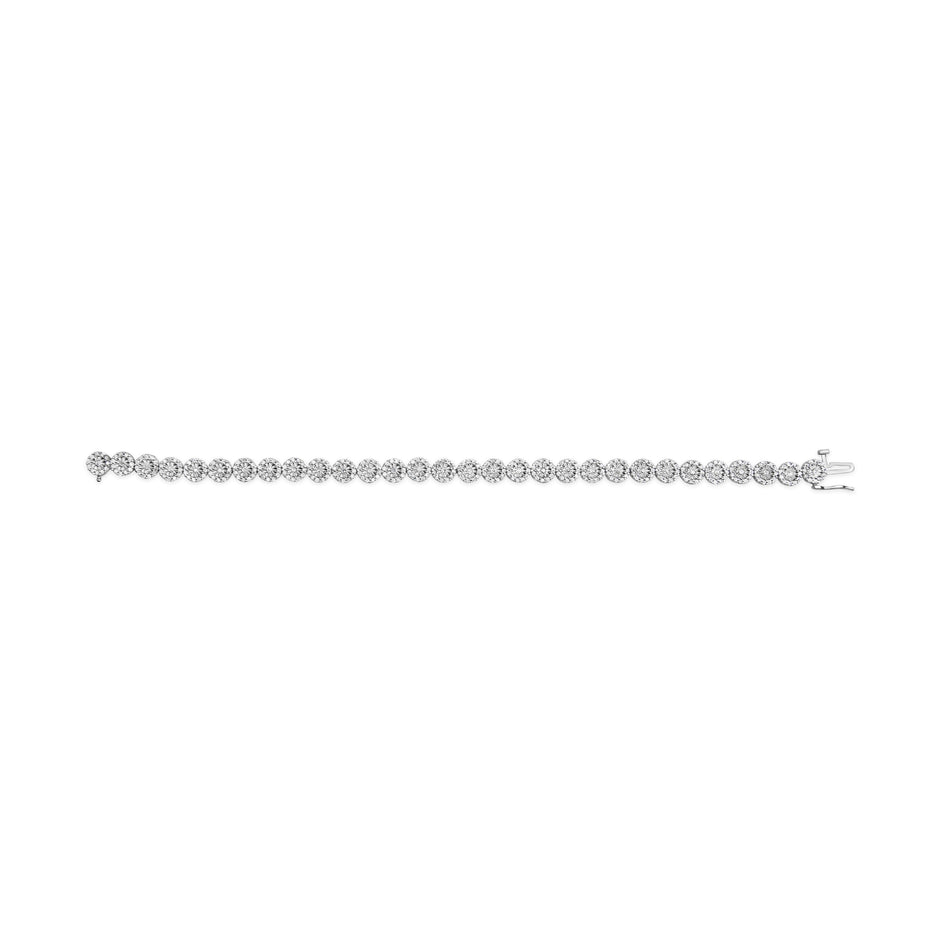 14K White Gold 2.00 Cttw Diamond Halo Link Tennis Bracelet (H-I Color, I1-I2 Clarity) - 7