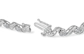 10K White Gold 2.00 Cttw Round-Cut and Baguette-Cut Diamond Floral Design Swirl Link 7
