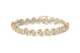 10K Yellow Gold 4.00 Cttw Round-Cut Diamond Floral Link 7.5