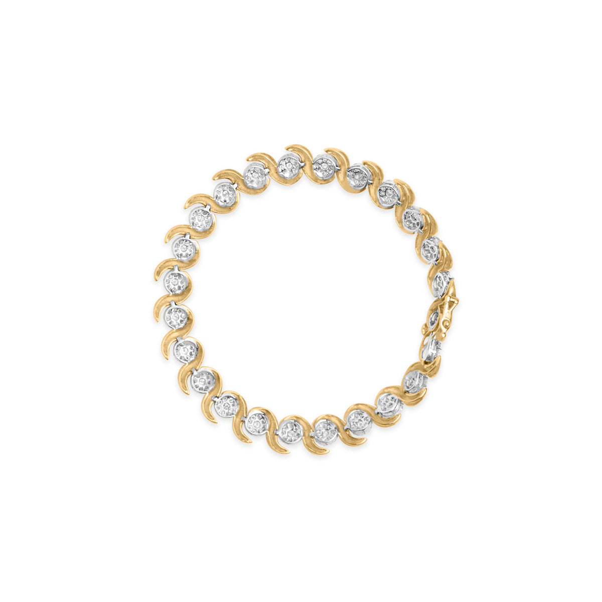 10K Yellow Gold 4.00 Cttw Round-Cut Diamond Floral Link 7.5