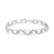 .925 Sterling Silver 1/3 Cttw Round-Cut Diamond Double Heart Infinity Link 7.25