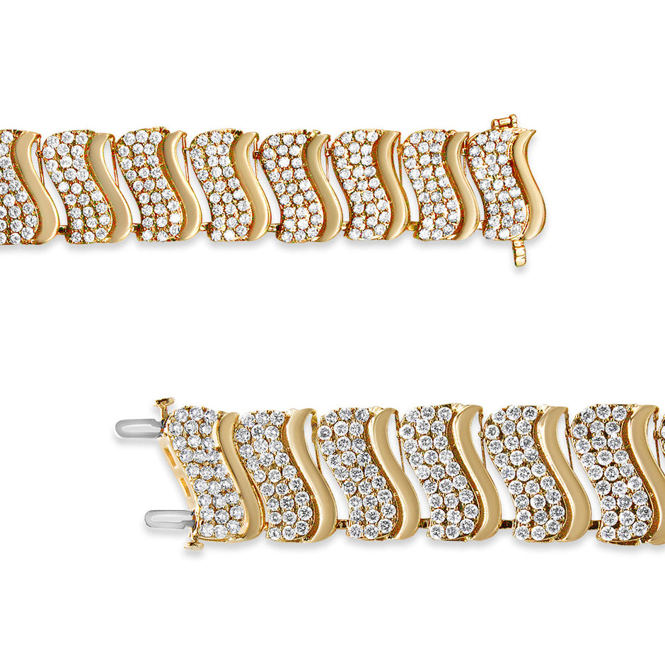 14K Yellow Gold 15.0 Cttw Diamond Chevron Wave 7.25