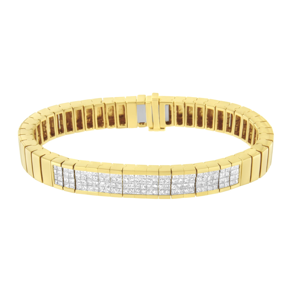 14K Yellow Gold 3 5/8 cttw Invisible Set Princess-Cut Diamond ID Tennis Bracelet (I-J Color, SI1-SI2 Clarity) - Size 7